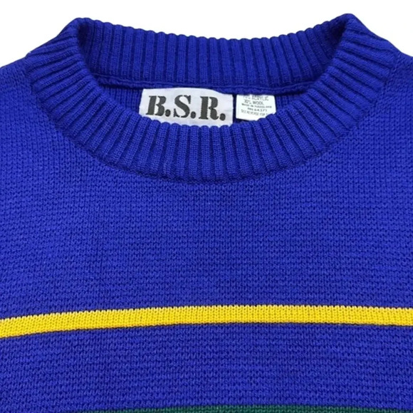 Vintage Unisex B.S.R. Blue Ski Winter Knit Wool Blend Sweater Size Medium (M) - Picture 3 of 7
